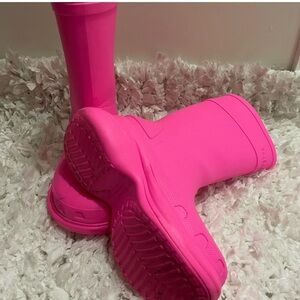 Pink Winter Rain Boots with Chunky Sole